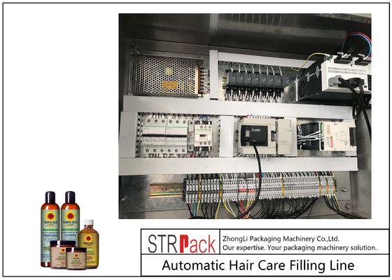 Η γραμμή πλήρωσης μπουκαλιών με ζελέ ντους